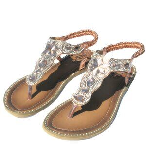 Women's Rhinestone Upper Sandals Rose 8